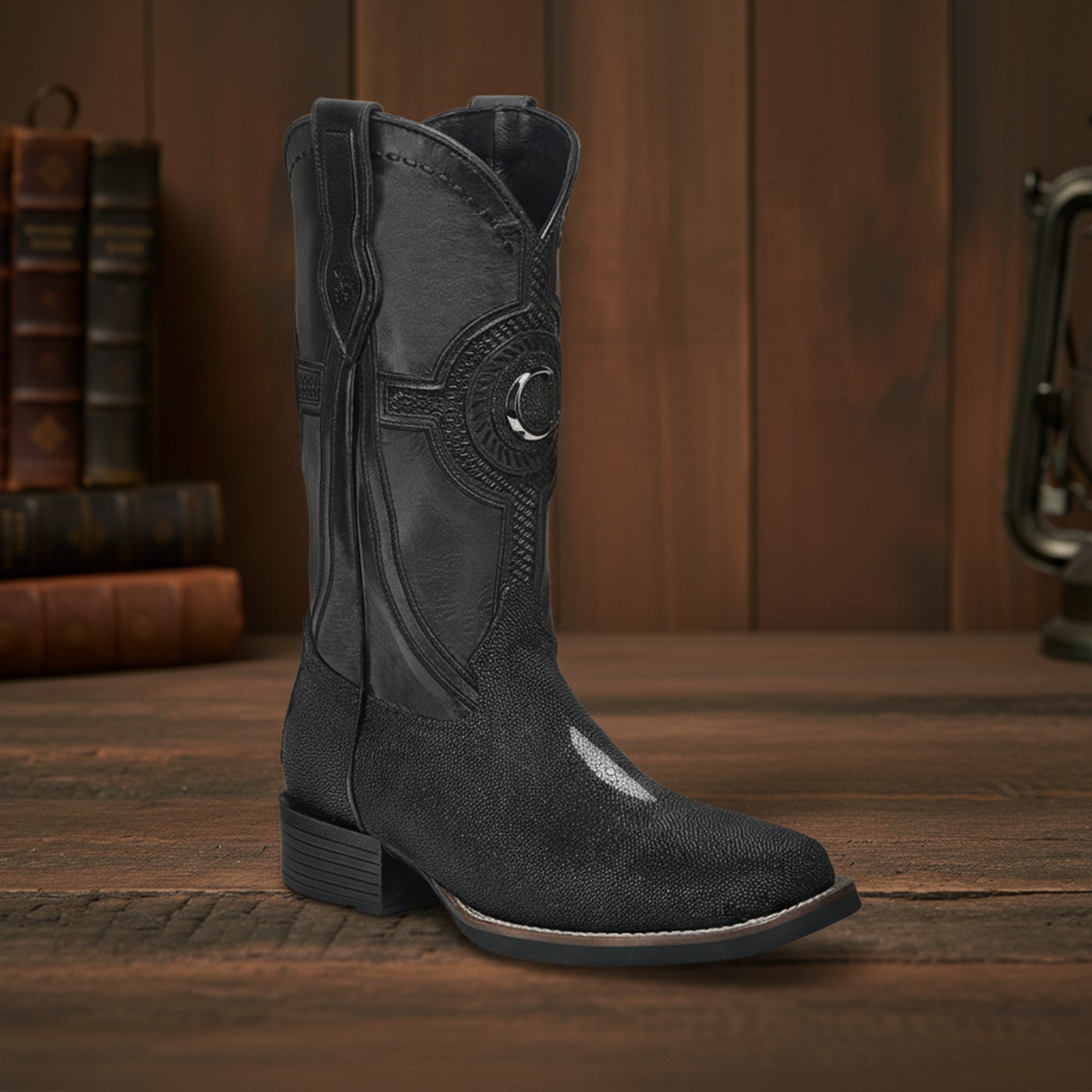 Bota de Rodeo en Piel Genuina de Mantarraya Para Caballero