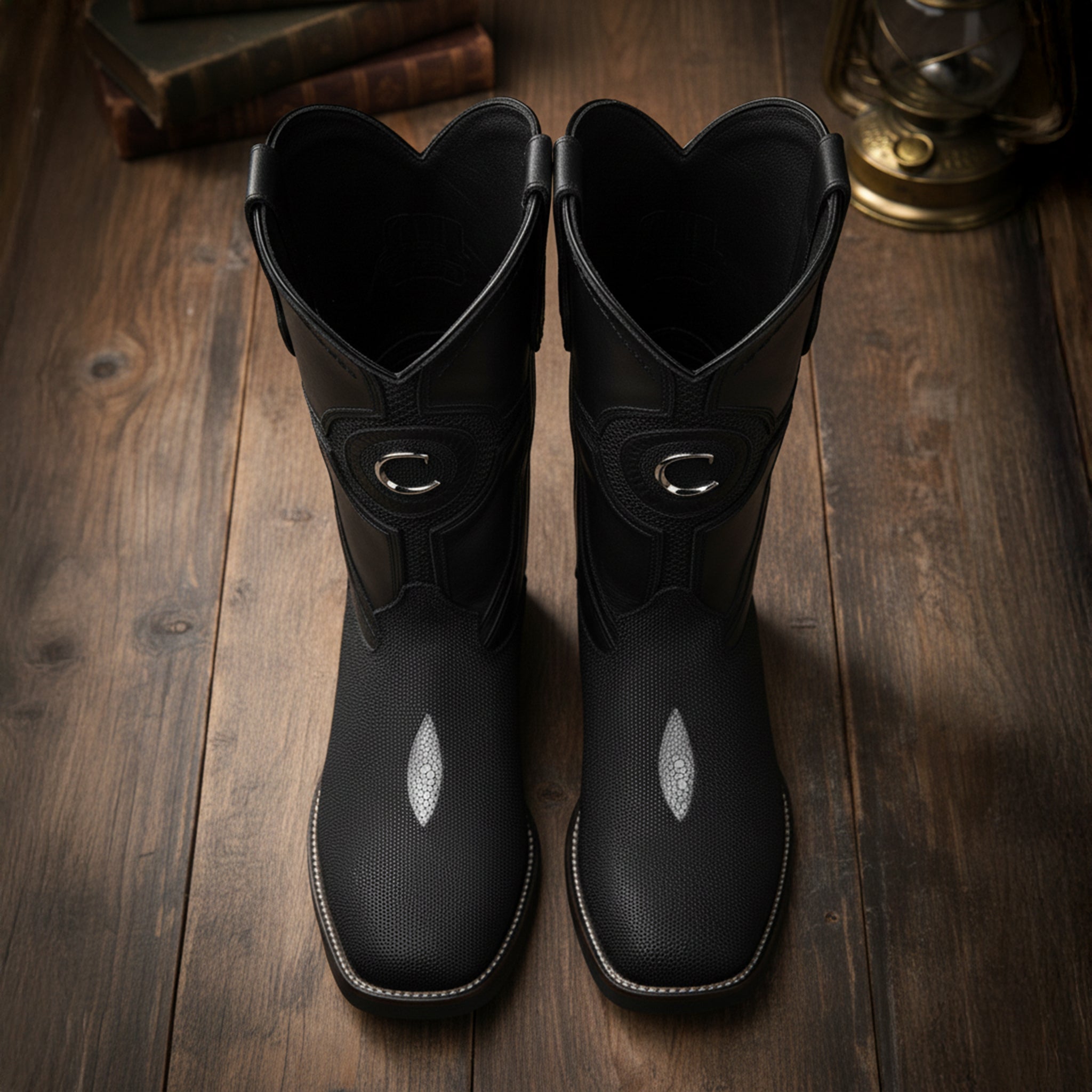 Bota de Rodeo en Piel Genuina de Mantarraya Para Caballero